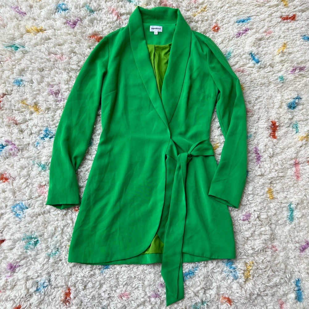 Superdown x Revolve Kelly Green Blazer Wrap Dress - Picture 8 of 8